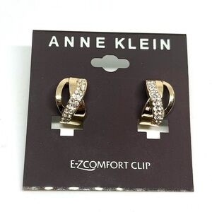Anne Klein Gold Tone Crystal Earrings, New